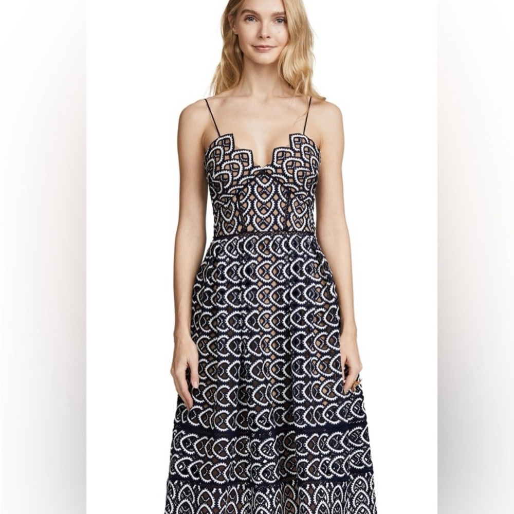 Elegant Black and White Lace Dress